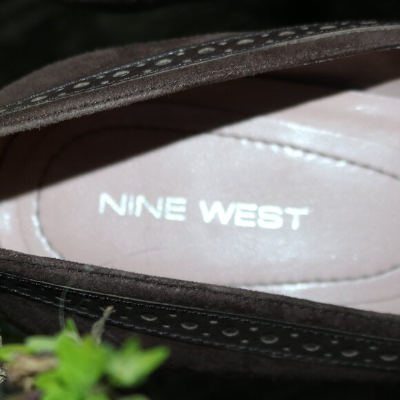 NEW Nine West Brown Suede & Leather w Keltie & Bow Block Spectator Heels Sz 10 - Picture 5 of 7